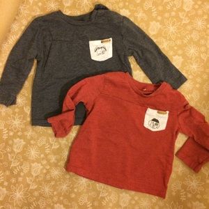 Pair of Boy’s long sleeve tops shirts 6-12 months